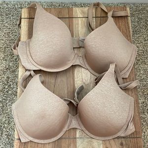 Victoria's Secret Nude Uplift Semi Demi 2 Bras 32 C